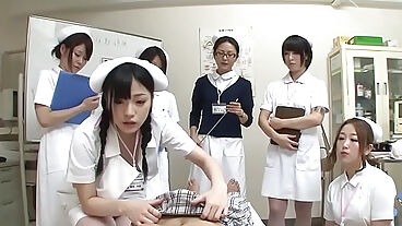 JAV nurses CFNM handjob blowjob demonstration
